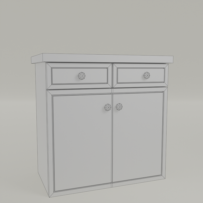 3D Model Low Poly Wireframe Cabinet