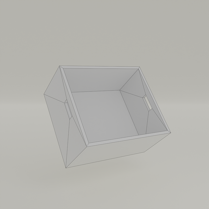 3D Model Low Poly Wireframe Box Open With Handles
