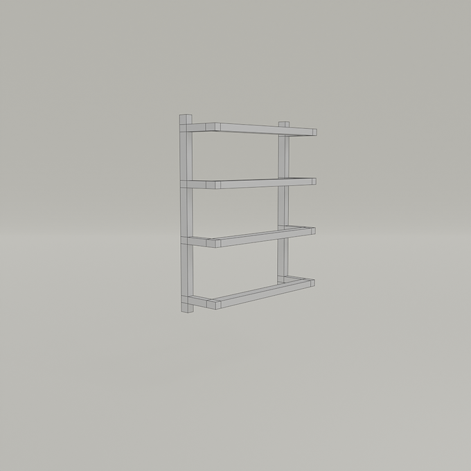 3D Model Low Poly Wireframe Pipe Radiator