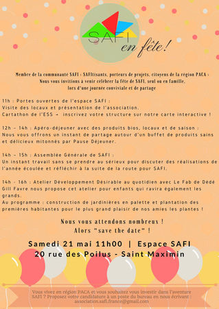SAFI en Fête : Rencontre SAFItisants + AG Ordinaire