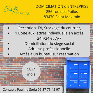 Domiciliation d'entreprise et d'association à Saint Maximin la Sainte Baume | 83470
