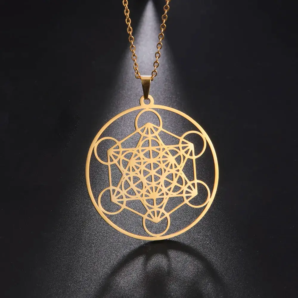 Archangel Metatron Cube Necklace Sacred Geometry Amulet Spiritual Jewelry
