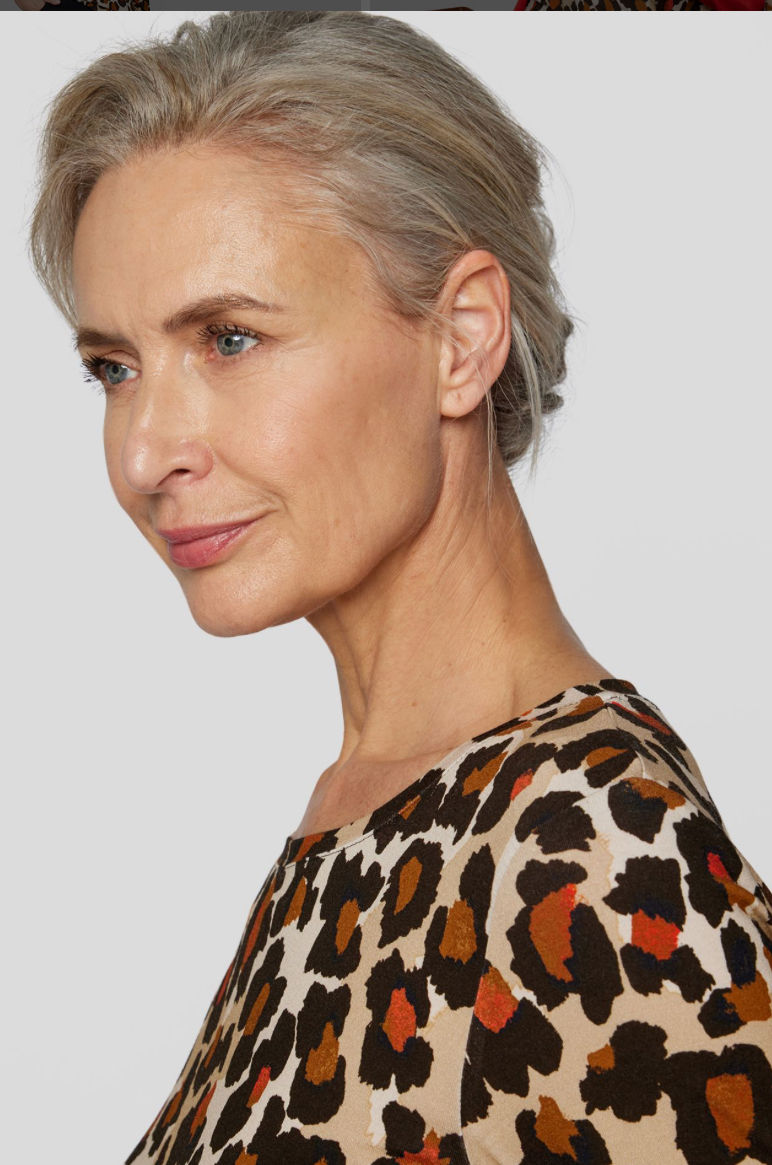 Thumbnail: *RABE 221350 ORANGE LEOPARD PRINT TOP