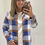 Thumbnail: *MARBLE 7195 CHECK CARDIGAN ROYAL BLUE