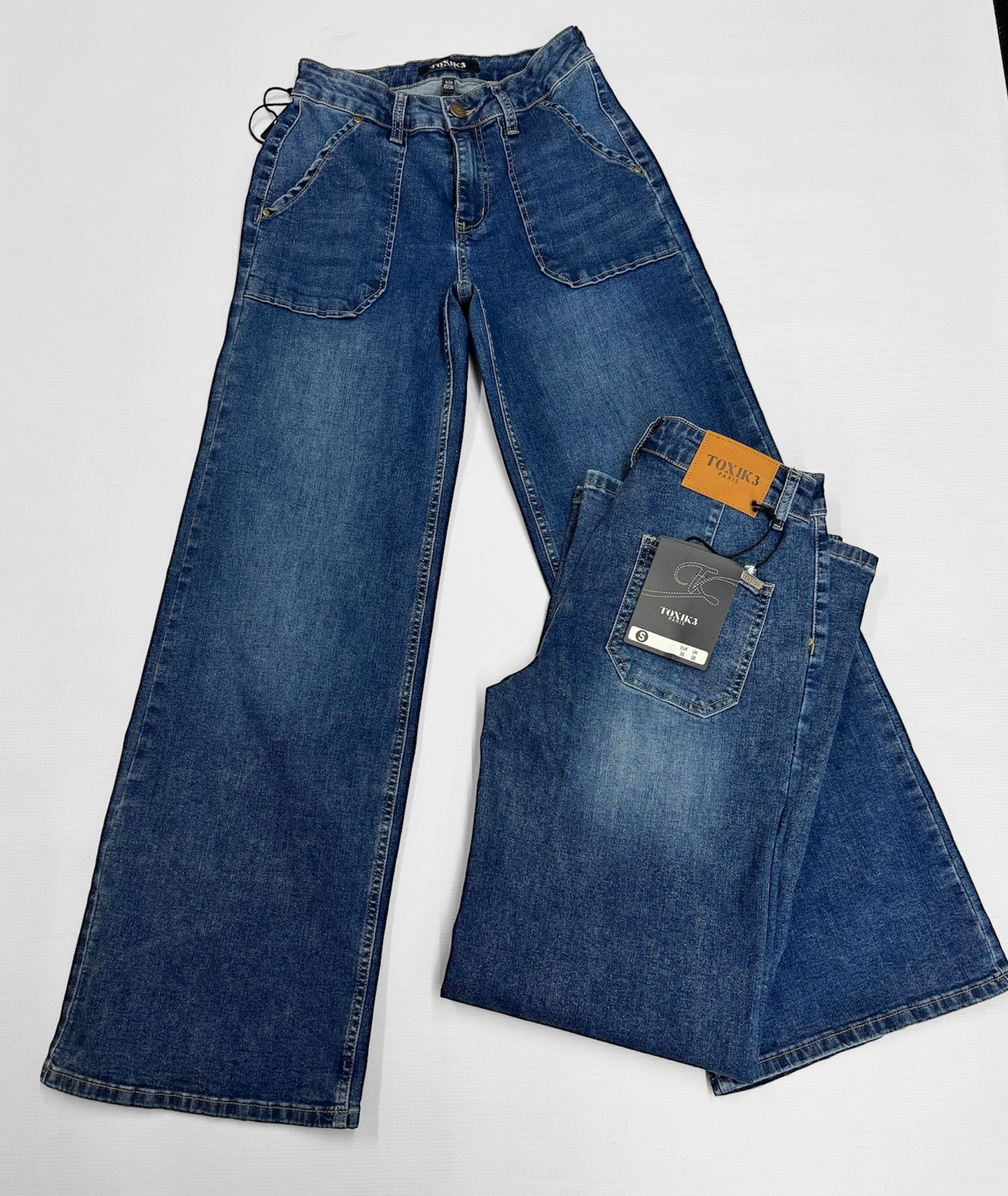 Toxik Midwash Denim  Wide Leg Jeans 0399