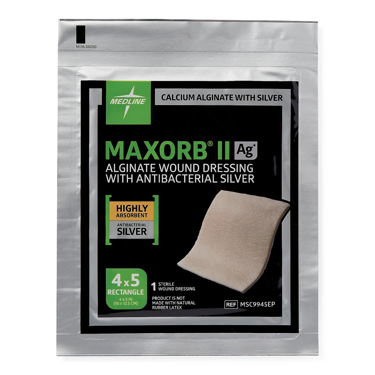 Maxorb II Silver Alginate Wound Dressing, 4" x 4.75"