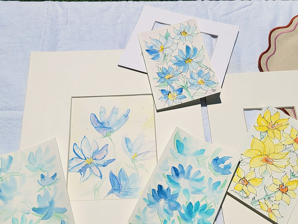 Thumbnail: Watery Blue Wildflower Watercolor Painting