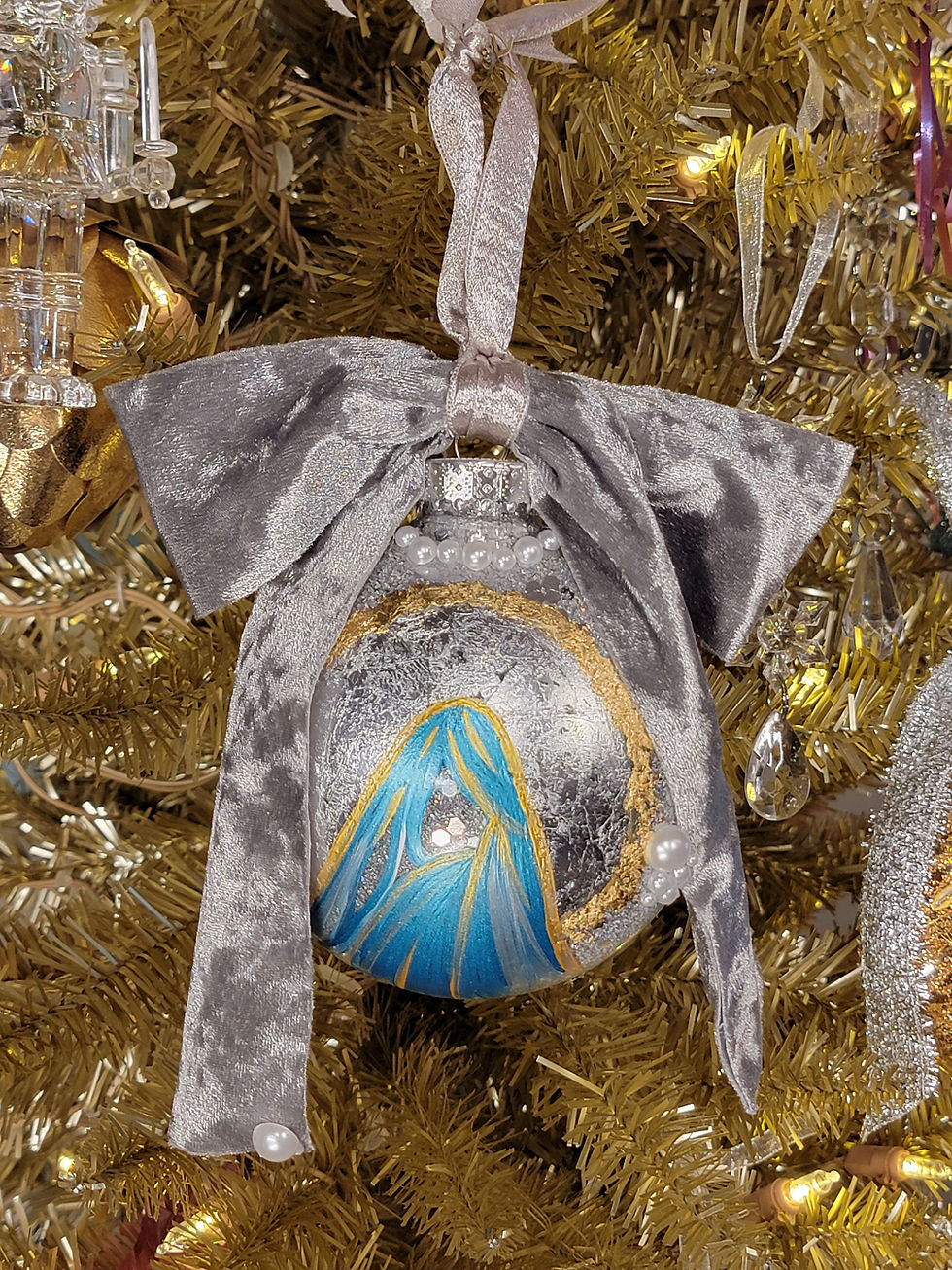 Thumbnail: Platinum Halo Mother Mary Ornament 