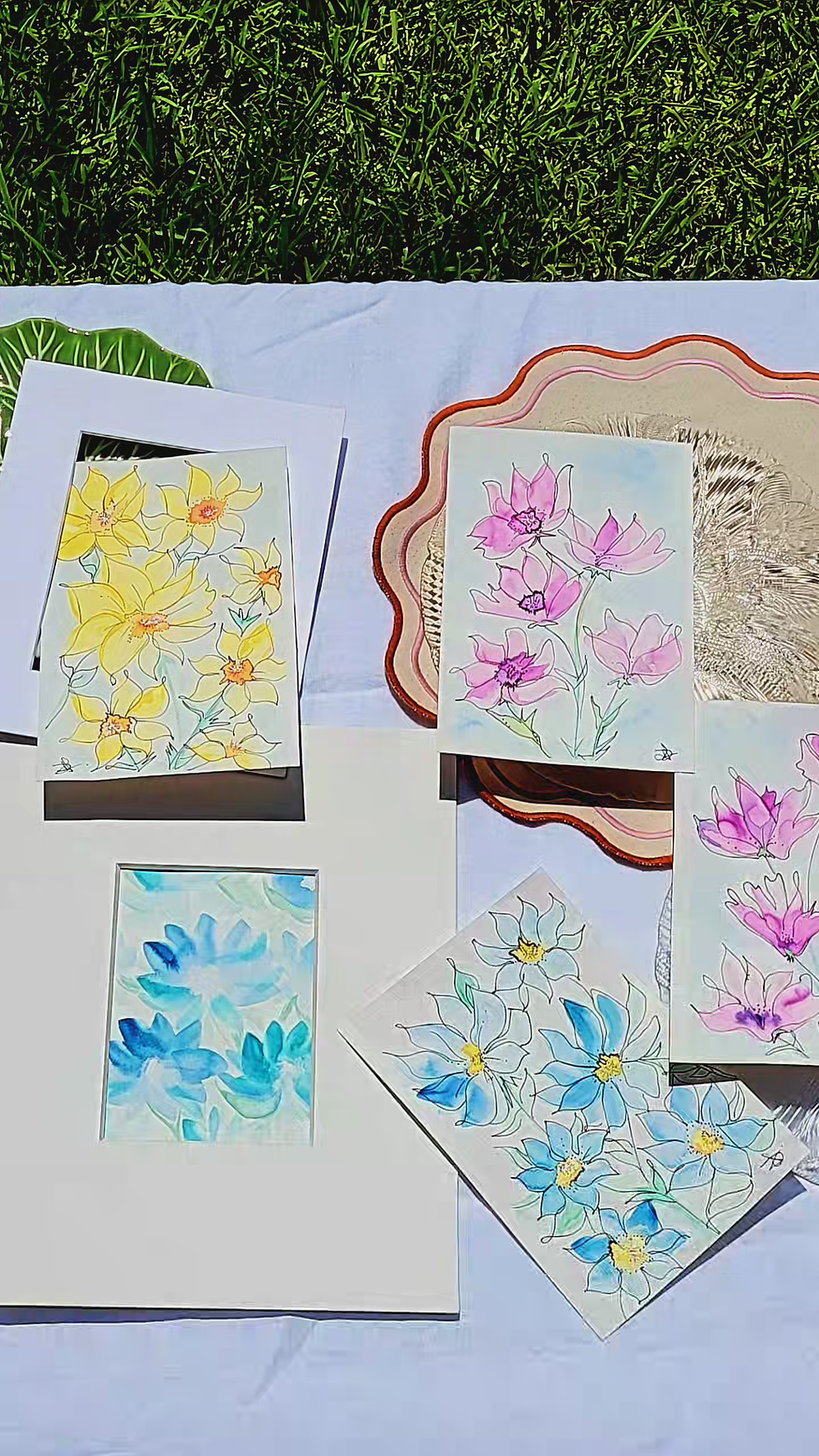 Thumbnail: Fuschia Wildflower Watercolor Sketch Painting II