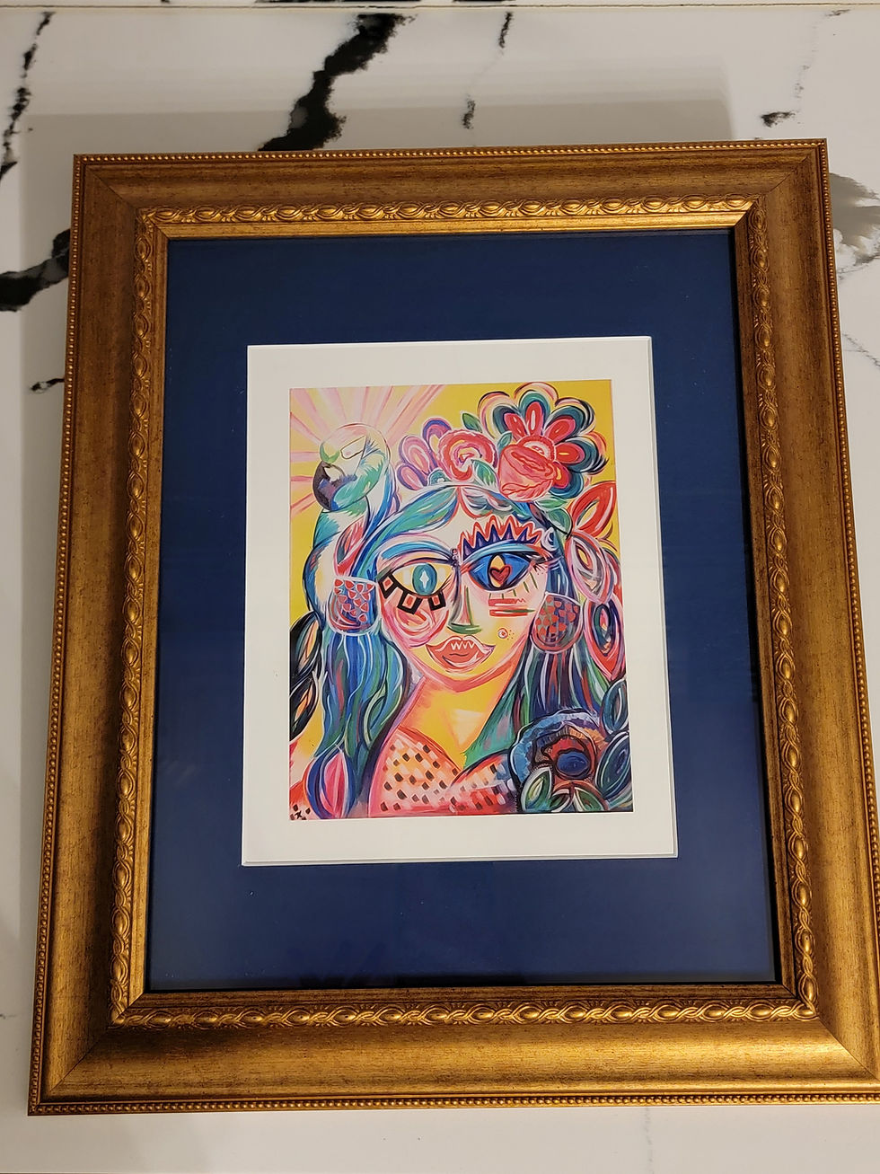 Thumbnail: Large Framed Goddess of the Blooming Garden: Nature's Divine Creation Art Print