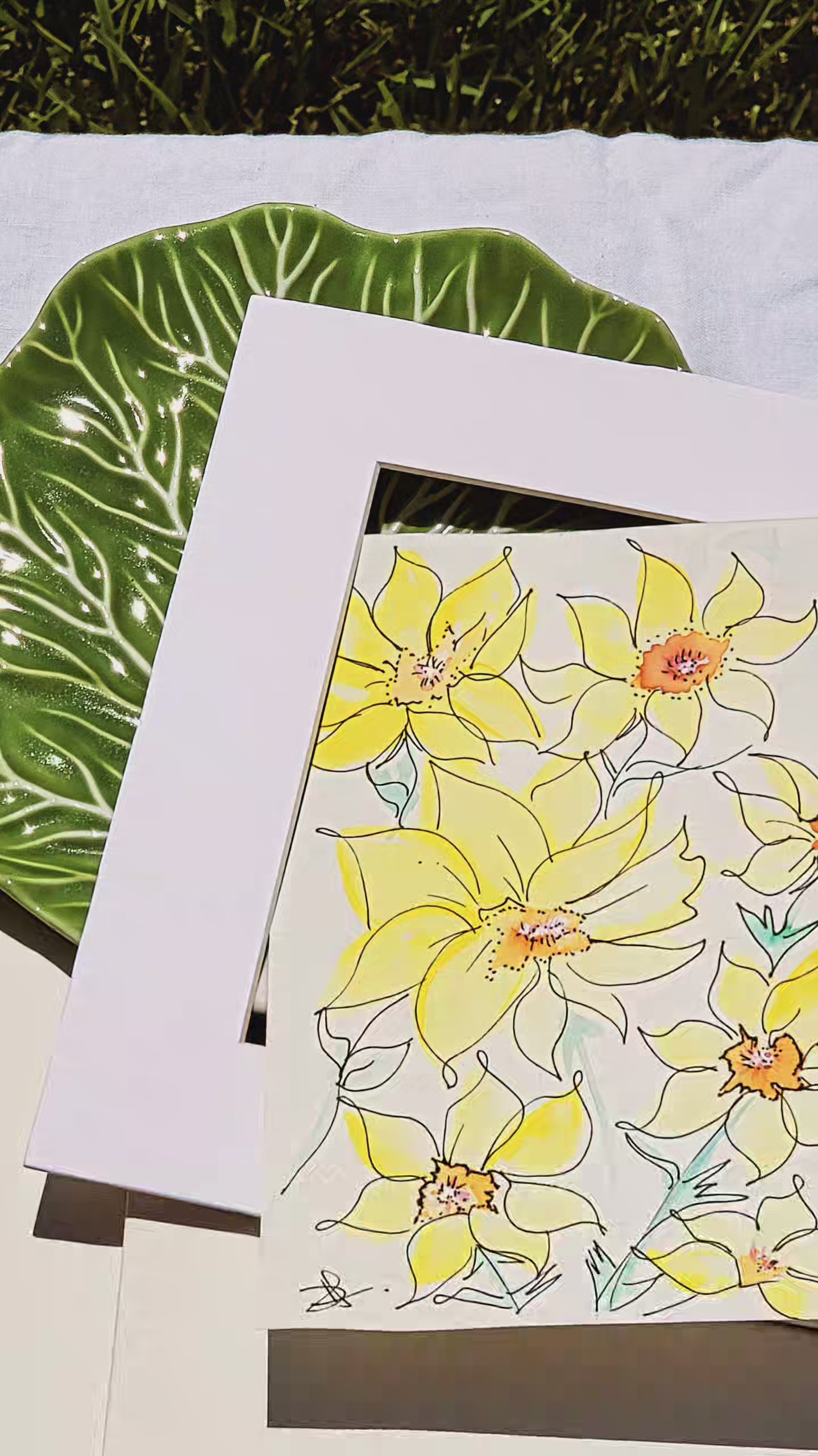 Lemon Yellow Wildflower Watercolor Sketch Painting 