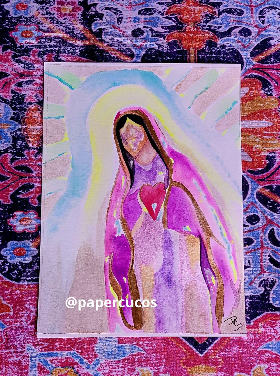 Thumbnail: Hand-painted Watercolor de Colores Blessed Mother 