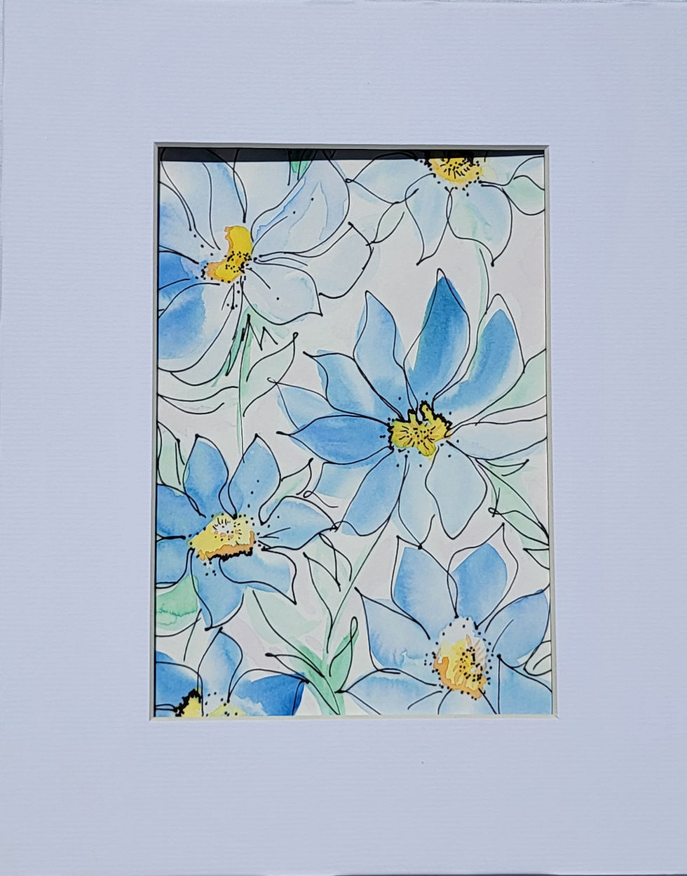 Thumbnail: Blue Wildflower Watercolor Sketch Painting I