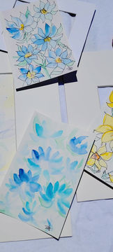 Thumbnail: Fields of Blue II, Wildflower Watercolor Sketch Painting 