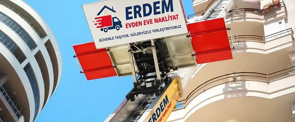 Erdem Nakliyat mobil dış cephe asansörü ile ev taşıma
