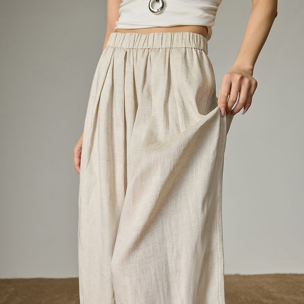 Thumbnail: Premium Linen Wide-Leg Pants – Natural