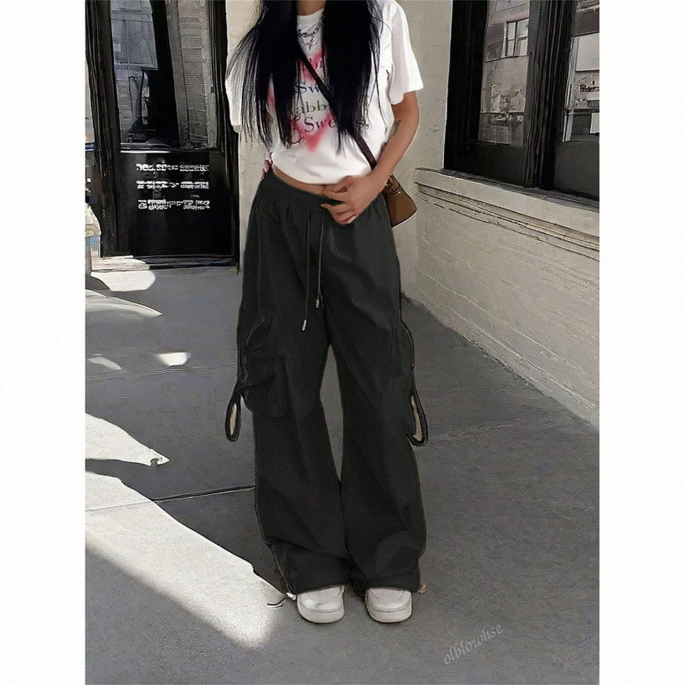 Thumbnail: Aura Urban™ Cargo Pants | Oversized Wide-Leg Utility Trousers