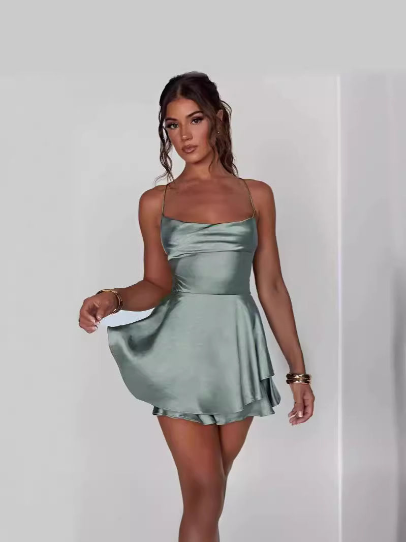 Thumbnail: Cosmopolitan Aura White Square Neck Lace-Up Back Mini Dress