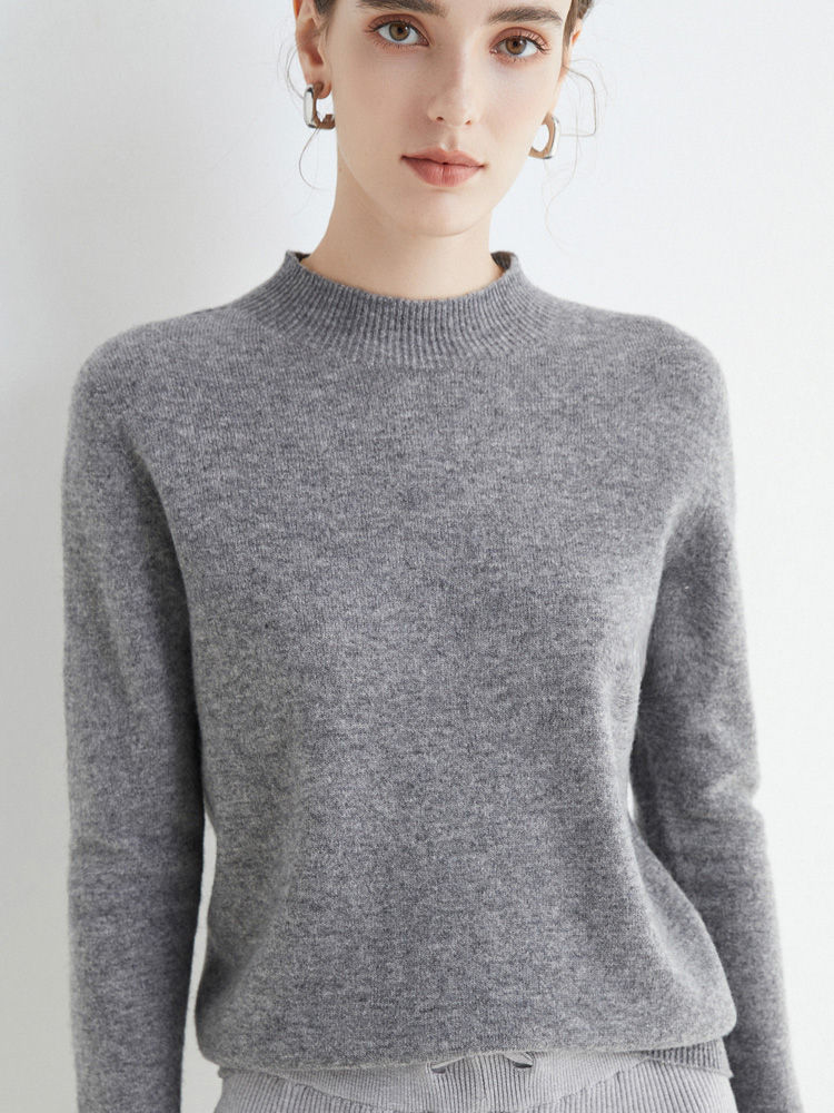 Aura Cashmere™ Knit Sweater | Elegant Mock Neck Soft-Touch Jumper 2026