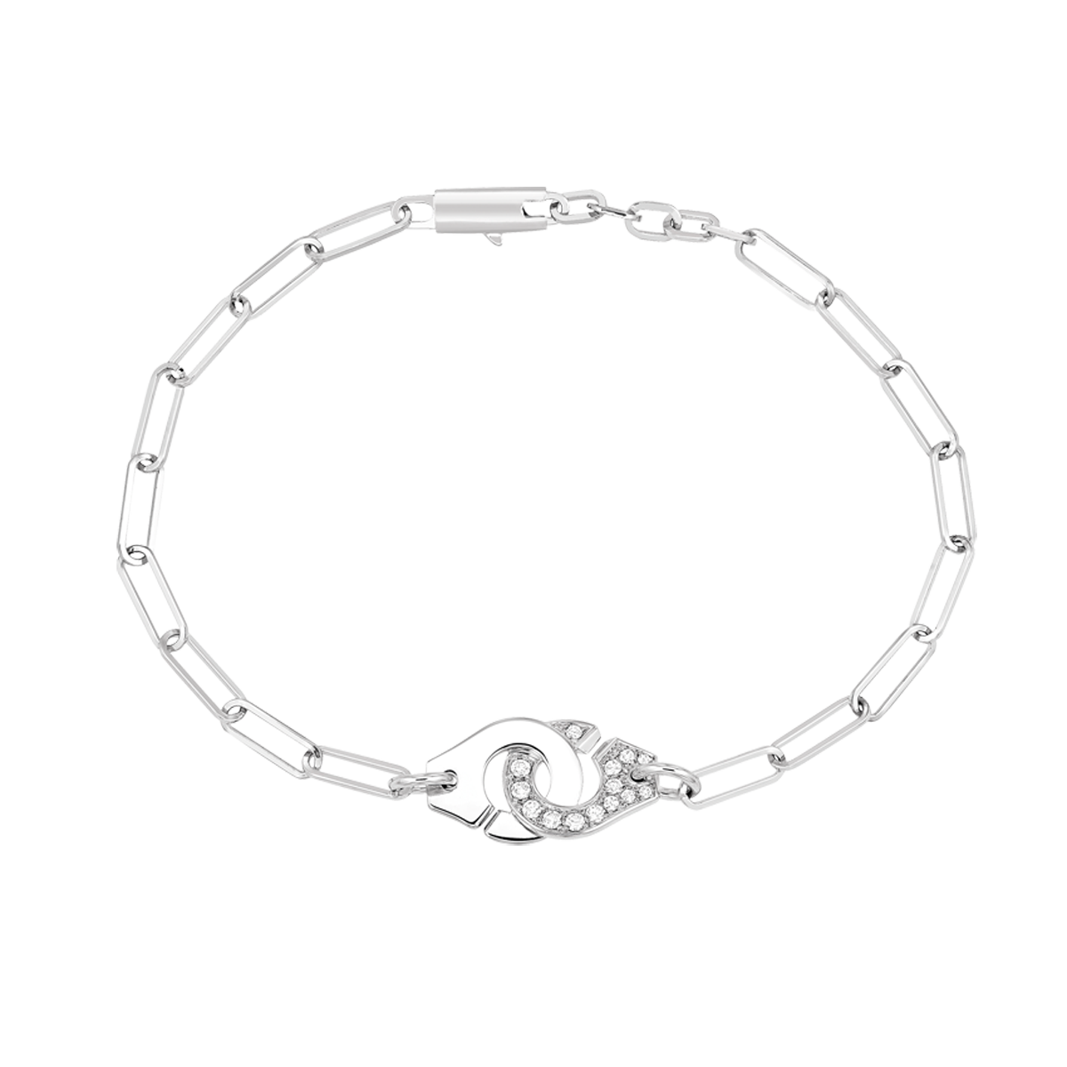 Bracelet sur chaîne Menottes dinh van R10 Or blanc, diamants