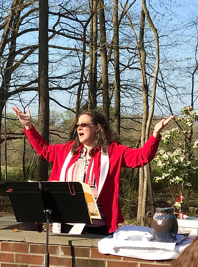 Pastor Kimberly blesses everyone during Easter worship
