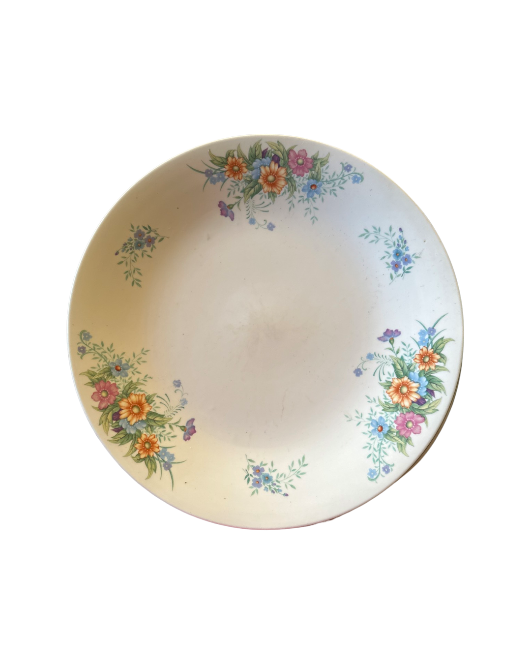 (2) Orange & Blue Floral Dinner Plates