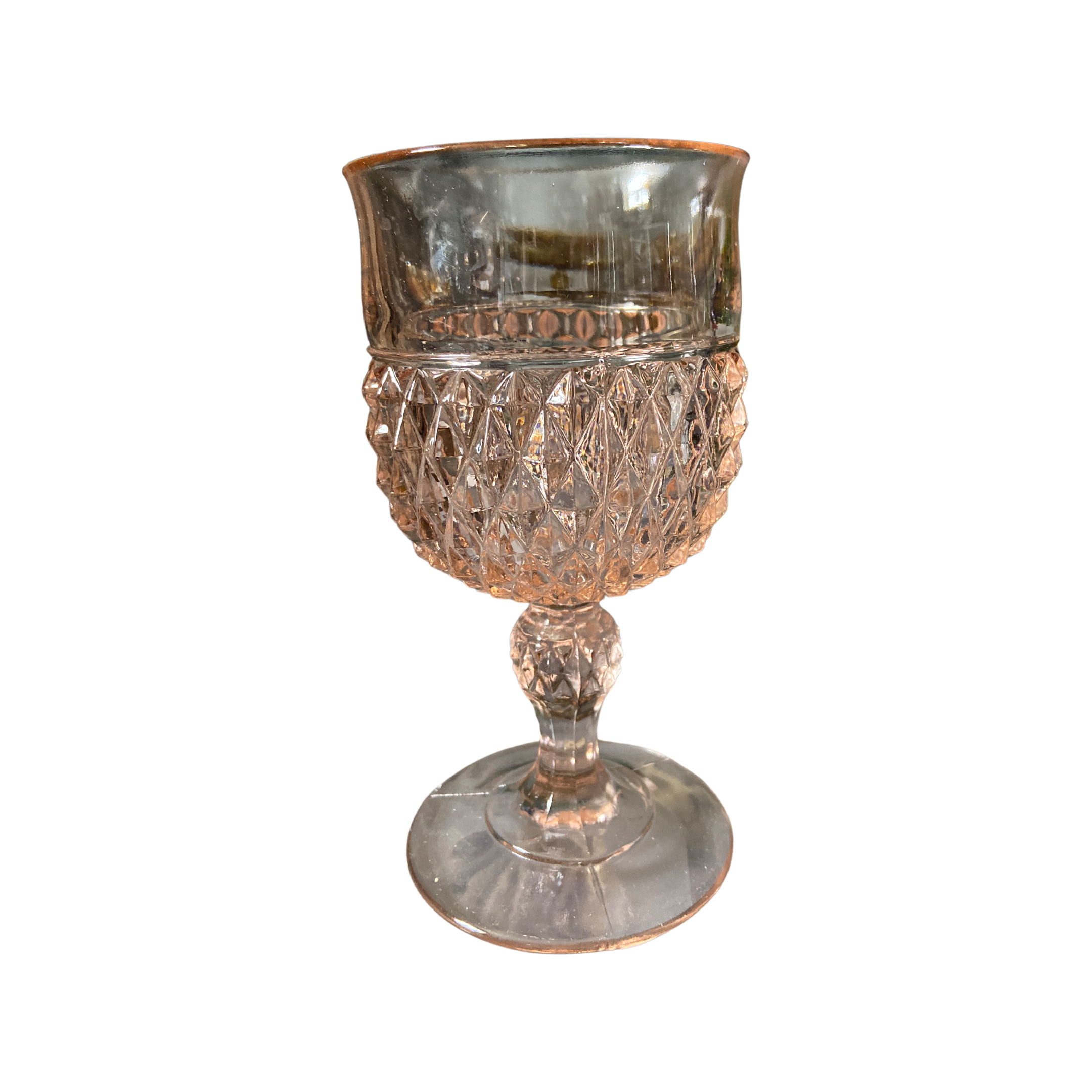 (4) Indiana Diamond Point Pink Goblets