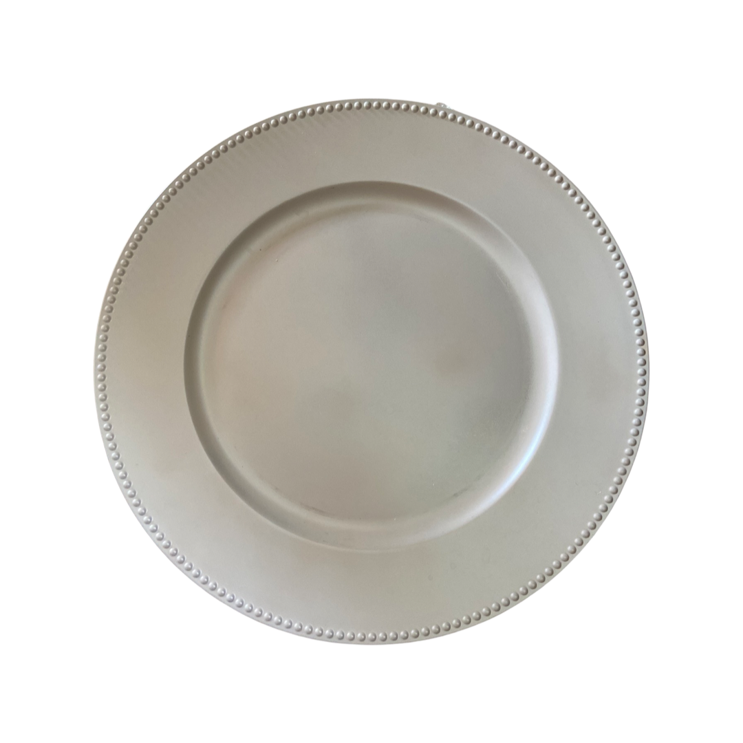 Light Tan Plastic Chargers 