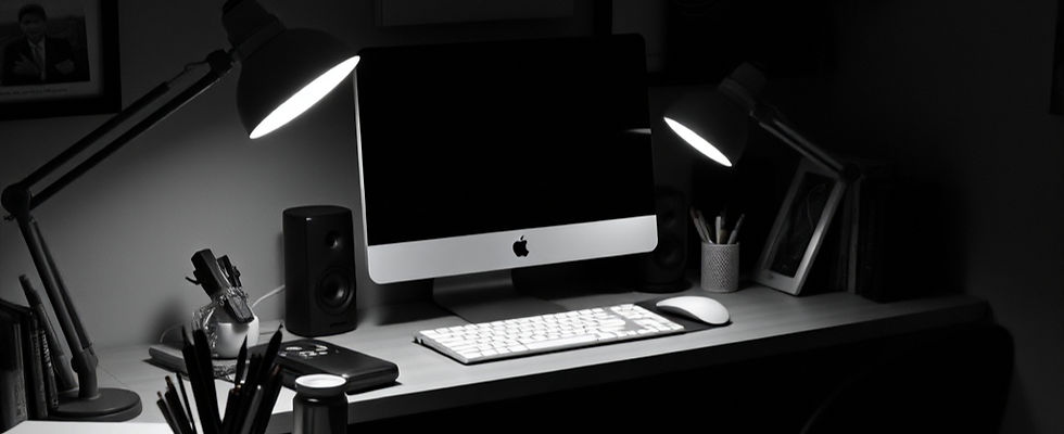 black and white image of a desk of a creative entrepreneur.jpg