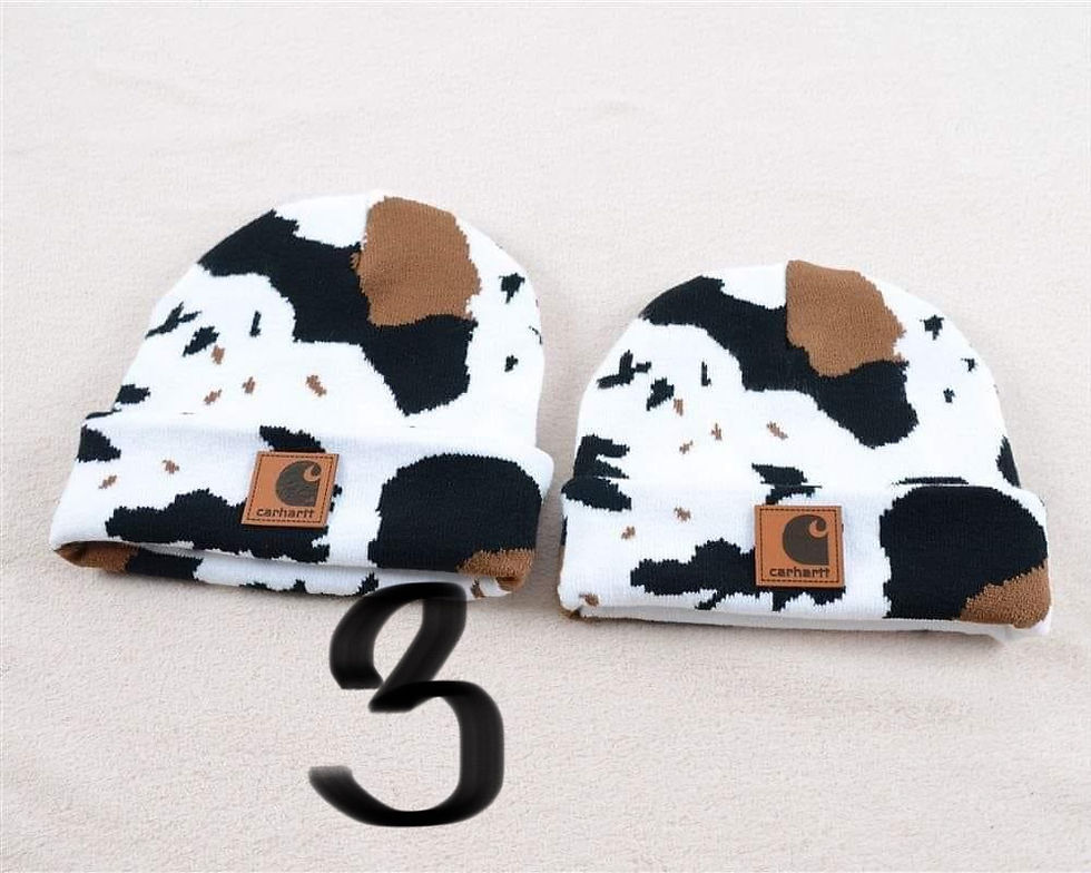 Thumbnail: PRE ORDER cow print beanies 
