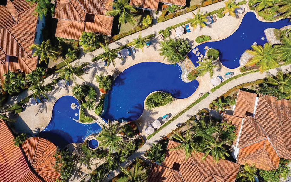 Aerial view of the Mayan Princess resort in Roatán