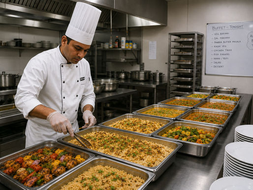 chef preparing for a hotel buffet