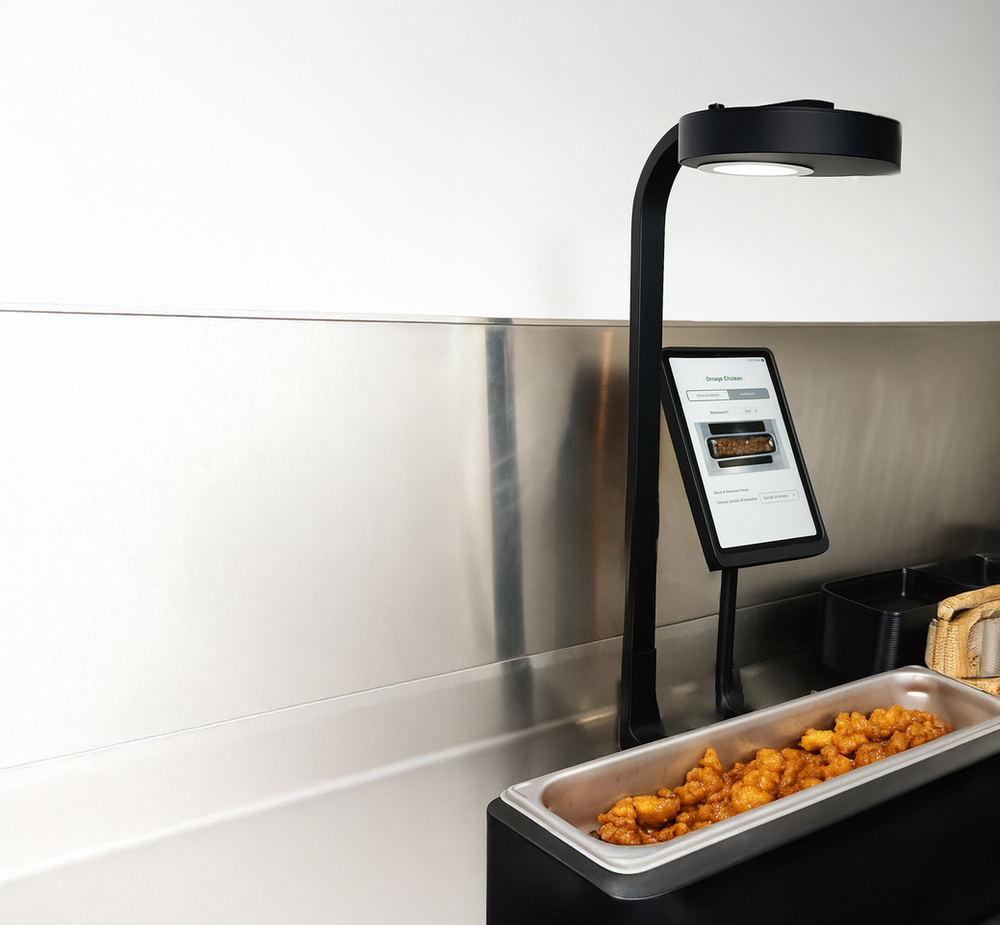 The Metron AI Scanner with overhead sensor arm and tablet display