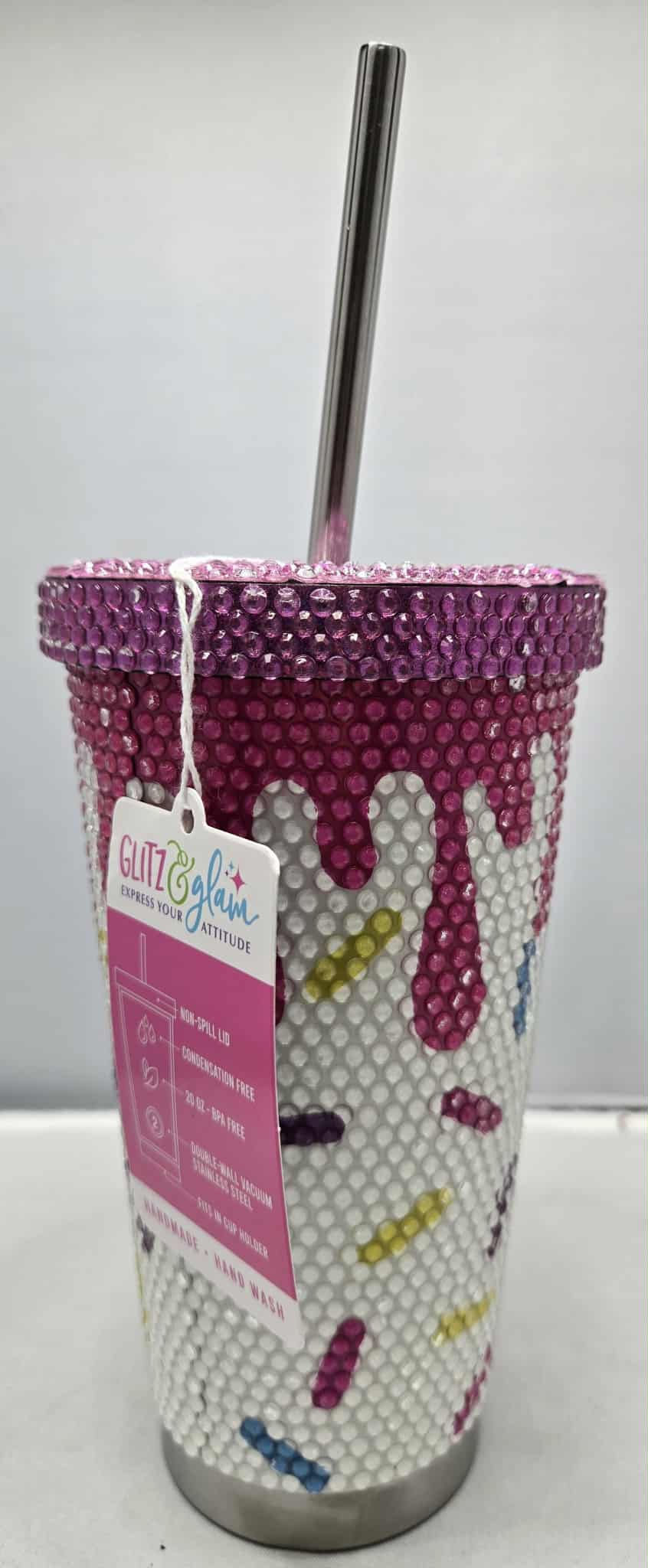 Thumbnail: Glitz & Glam Tumbler Stainless Steel 20oz. Screw Off Lid Hot & Cold $20.00Each