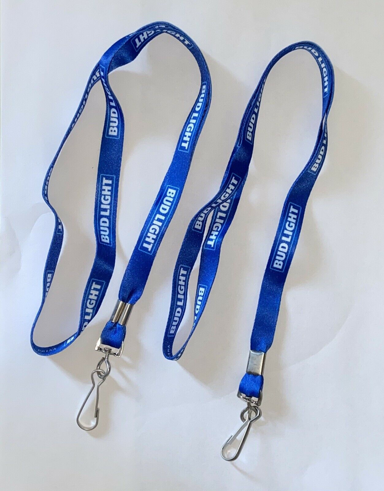 (2) Bud Light Lanyard Blue Strap Festival Badge ID Key Chain