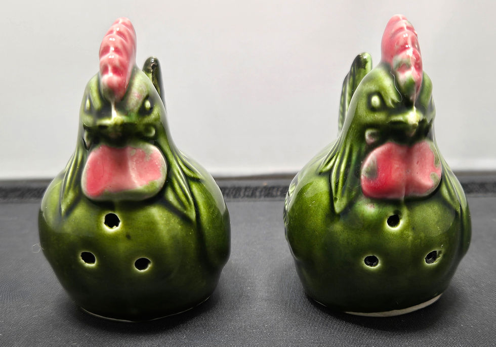 Miniaturbild: Green Ceramic Chicken Salt & Pepper Shakers, Year: Mid 50's, Made in Japan Size: