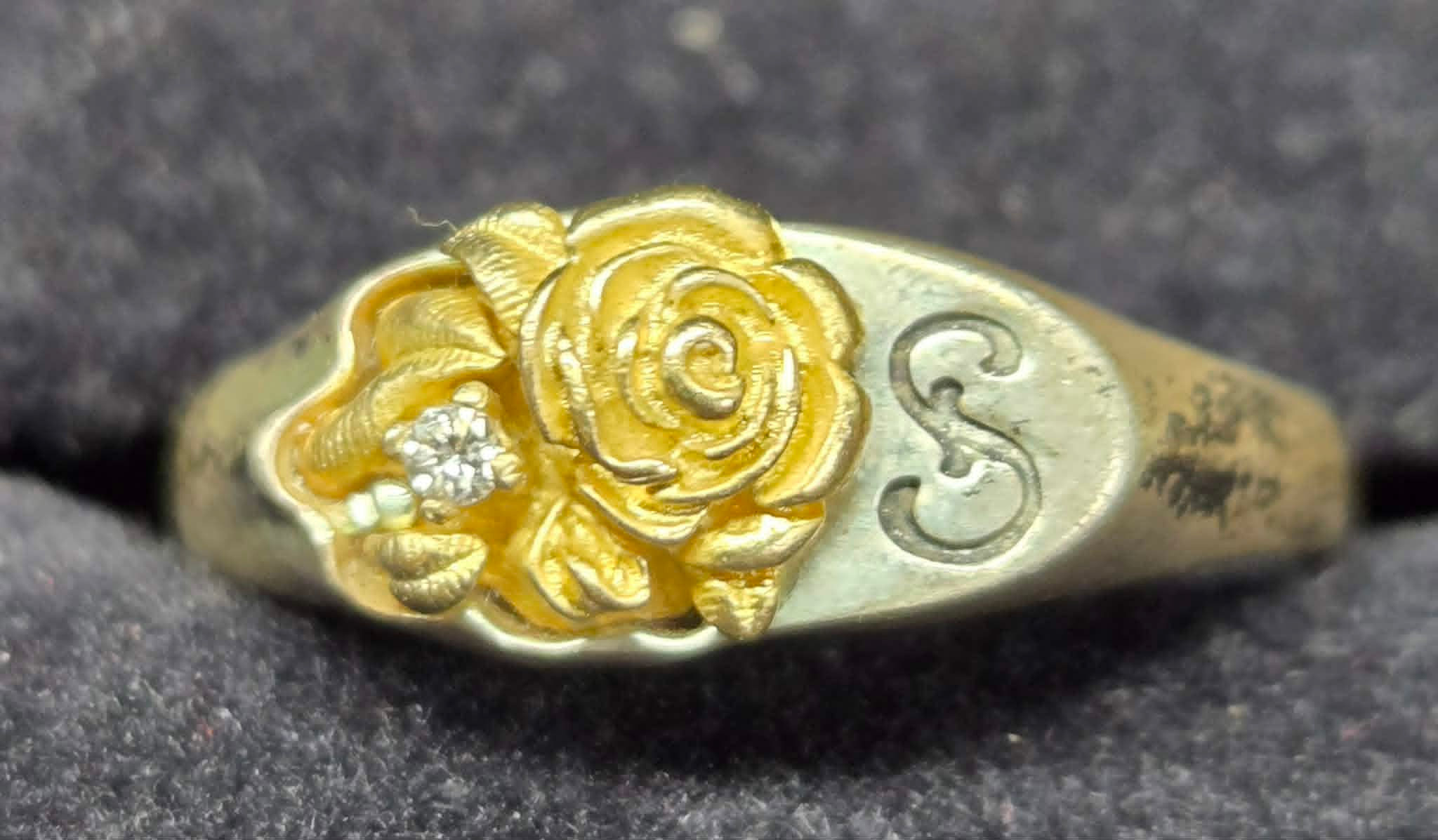 Keepsake Sterling Silver & Diamond Rose Ring, Size: 9.5, Vtg.