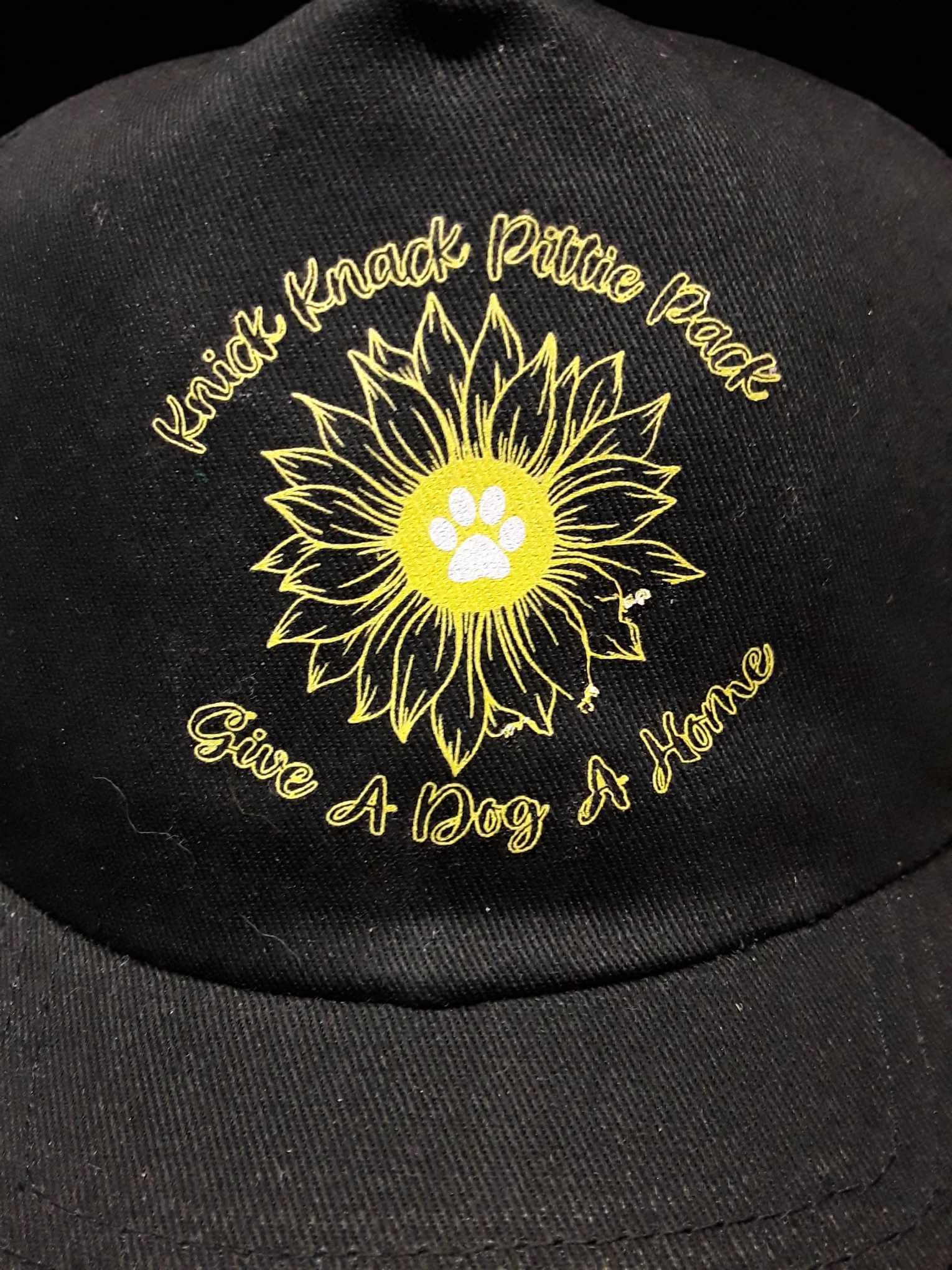 Cap, Knick Knack Pittie Pack,  "Give A Dog A Home"  Sunflower/Paw Print Cap