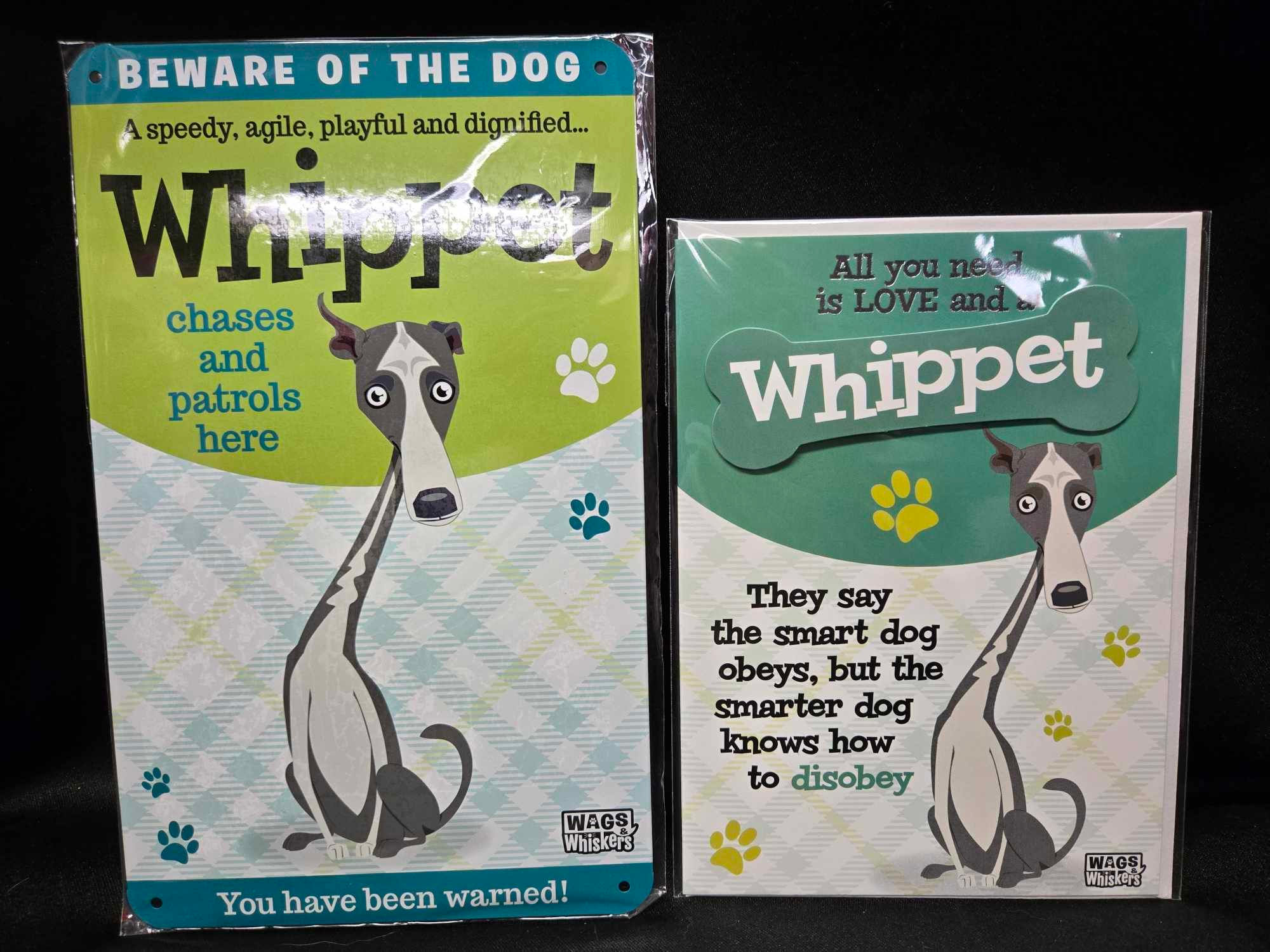 Whippet Metal Sign w/ Greeting Card and Envelope by Wags & Whiskers
