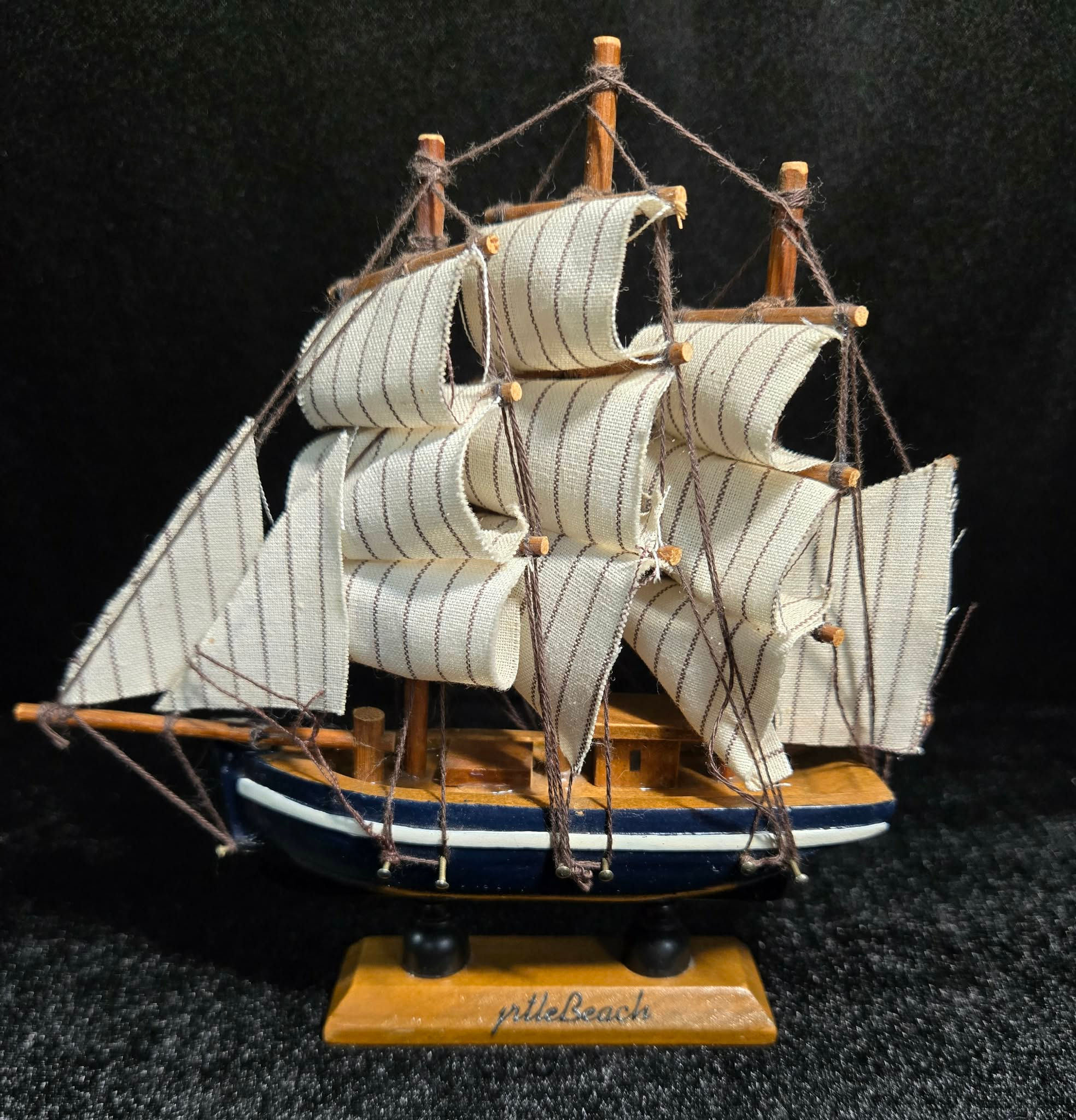Wooden Handmade Ship, Size: 6.25" Tall x 6" L x 1.5" Wide