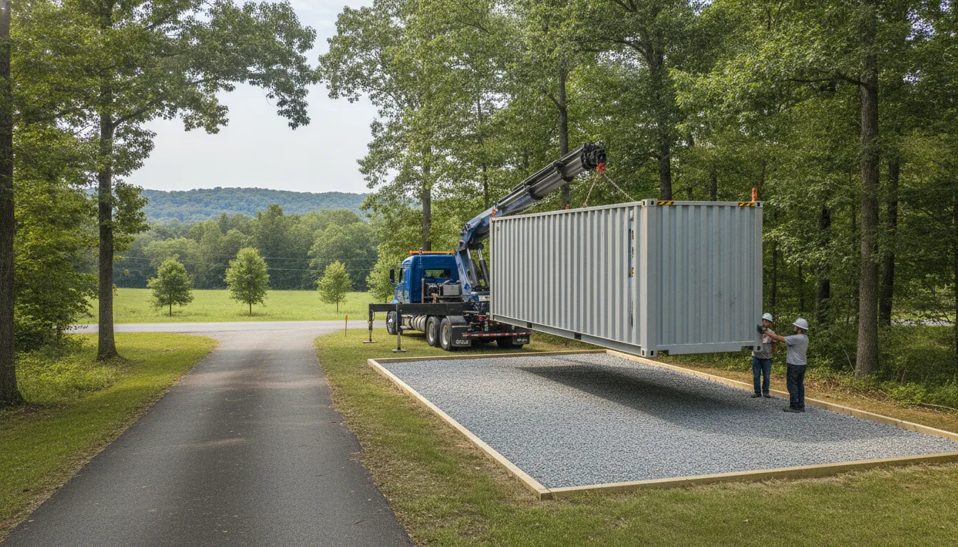 Shipping container delivery planned for an Allegheny County property