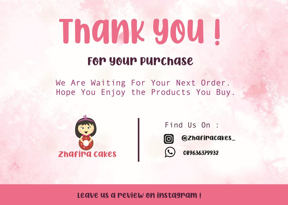 Thankyou Card UMKM Zhafira Cakes