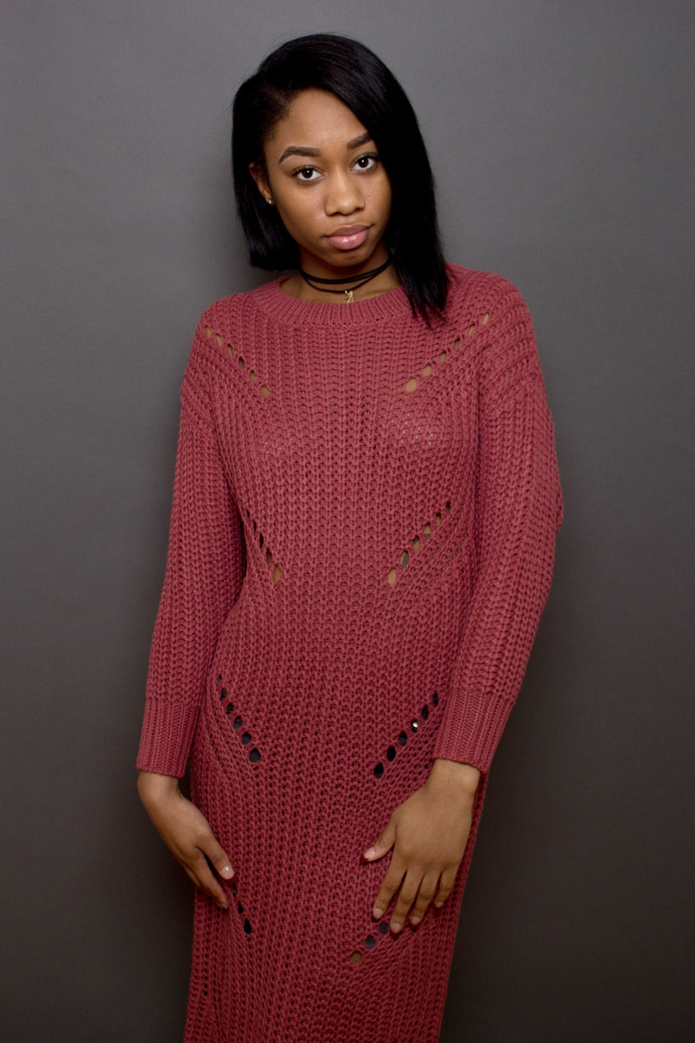 Knit Crochet Fringed Sweater Dress