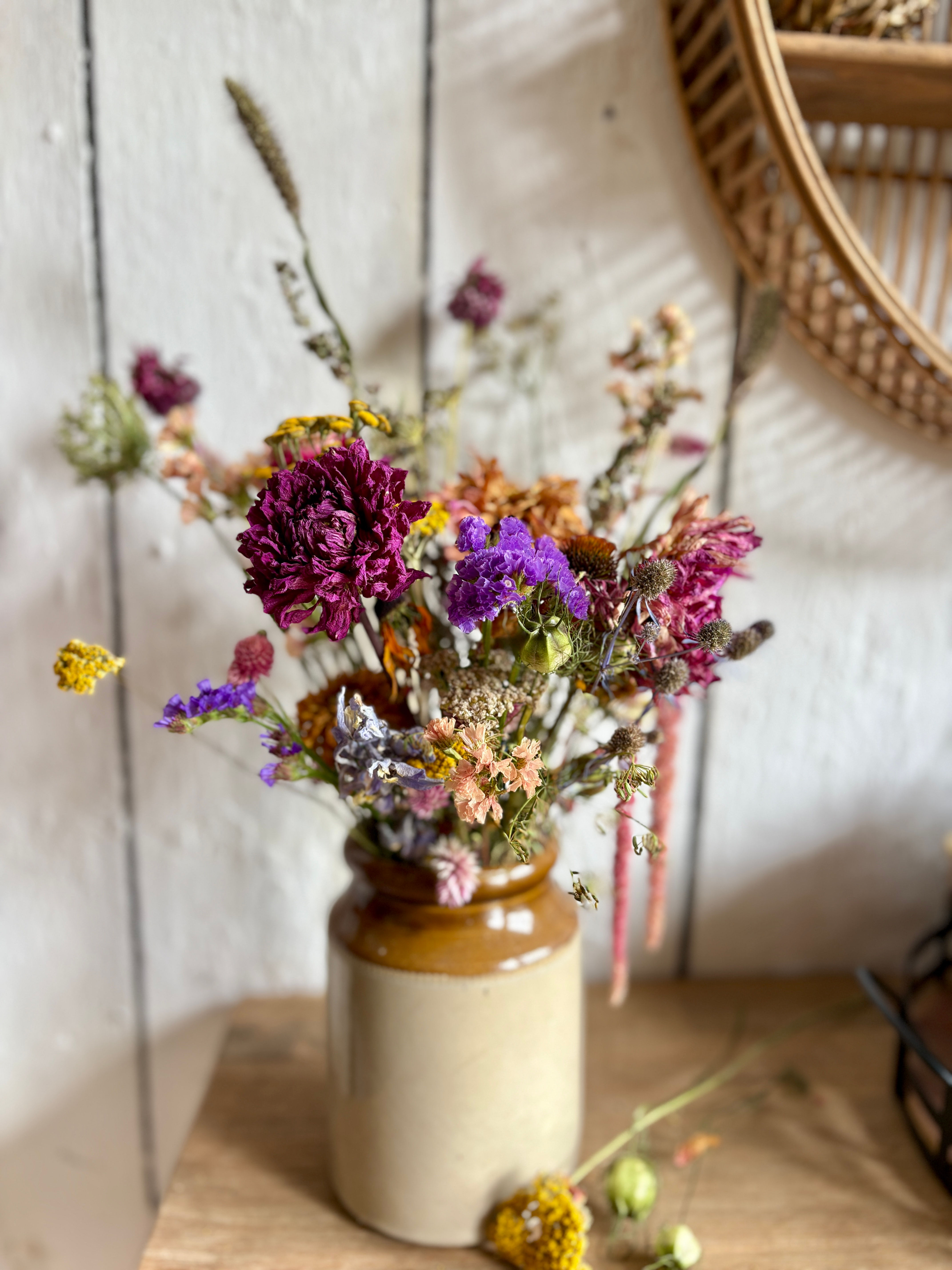 Summer Brights -Dried Flower Bunch – 30+ Mixed Stems for Home Arranging