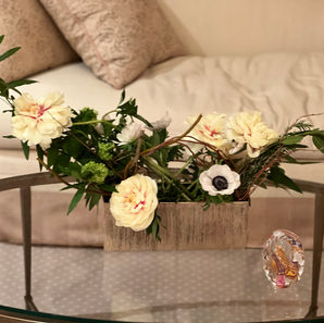 elegant cream flowers on coffee table