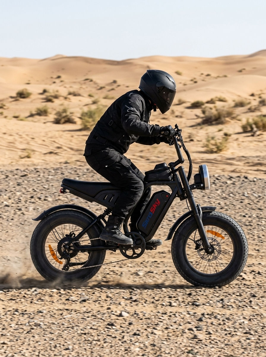 BirdSky mountain off-road electric bike riding on dirt trail