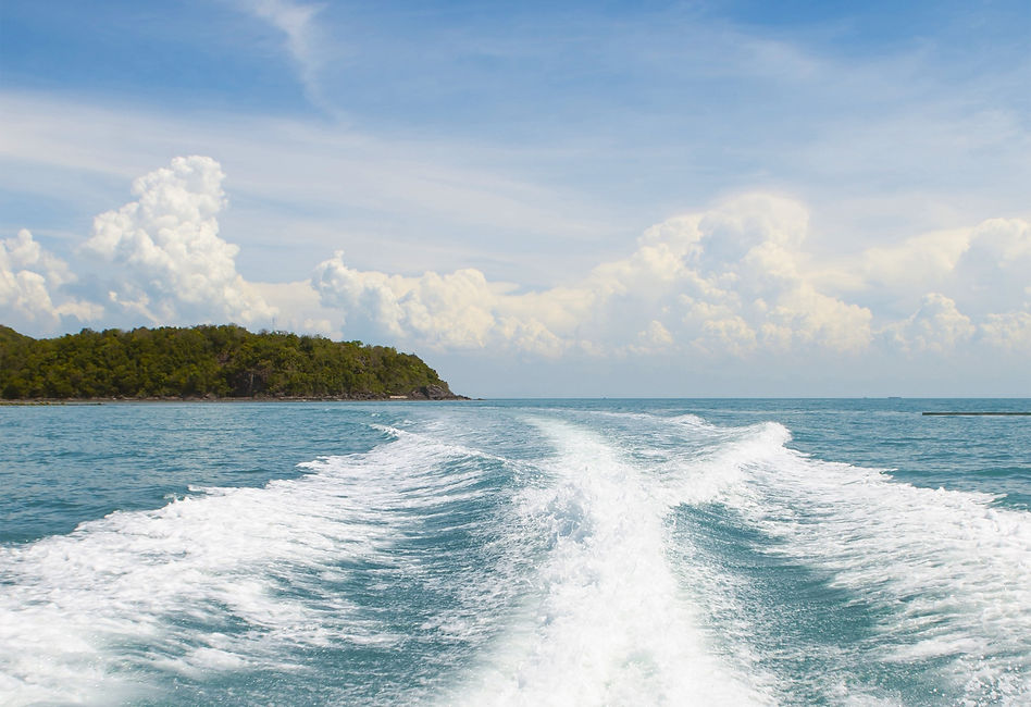 Wake From Boat on Lake near Island