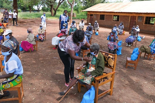 A medical camp in an African village.