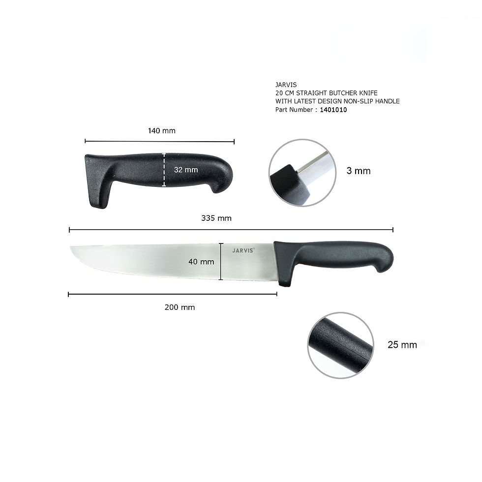Thumbnail: 1401010 JARVIS 20 CM STRAIGHT BUTCHER KNIFE WITH LATEST DESIGN NON-SLIP HANDLE