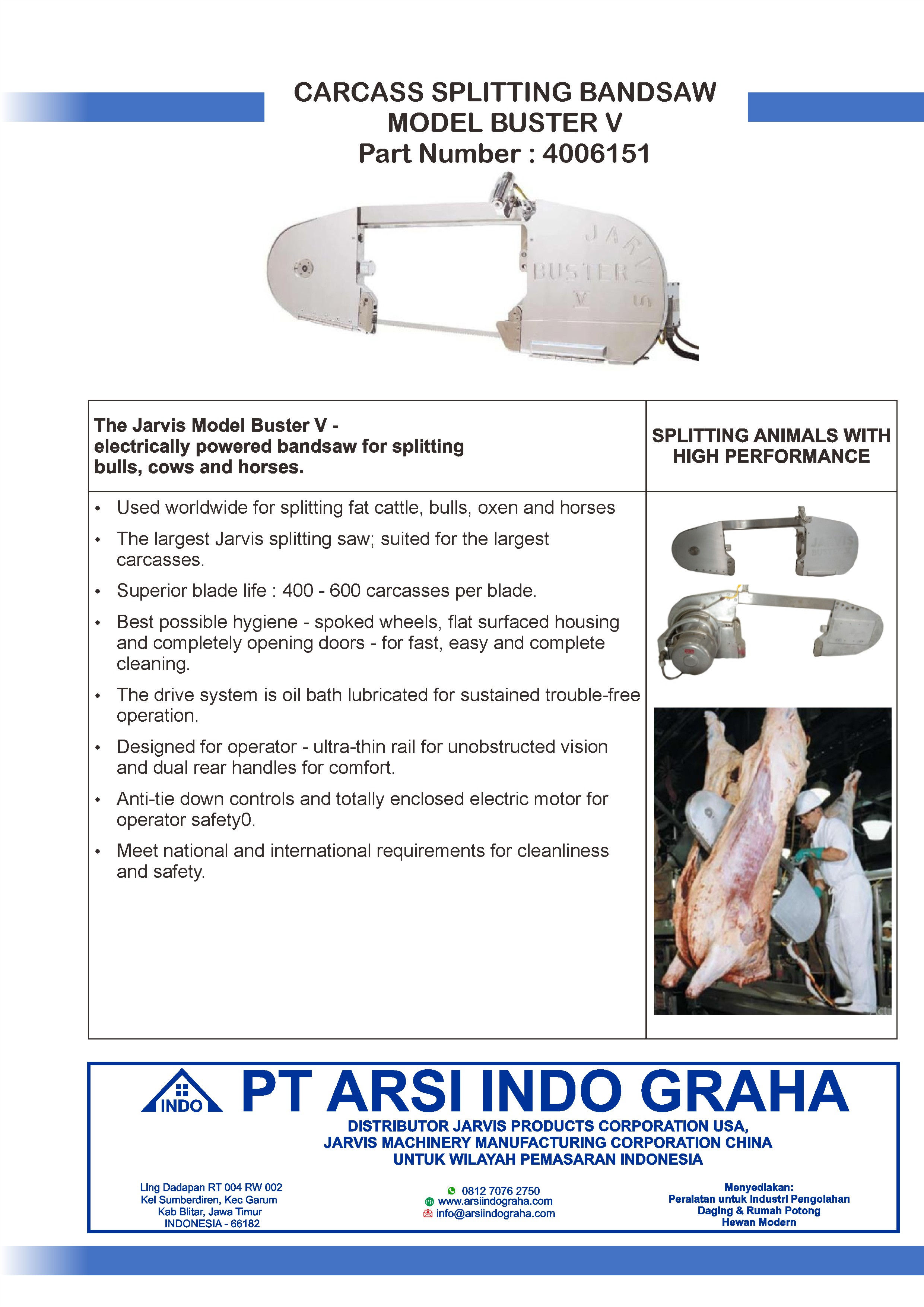 (4006151) JARVIS - Beef Carcass Saw Buster V